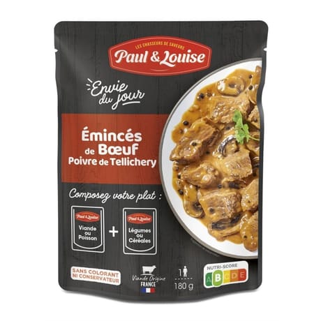 Paul et louise émincés de boeuf poivre de tellichery 180g