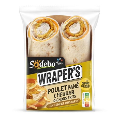 Sodebo wraper's poulet pané cheddar oignons sweet mustar 190g