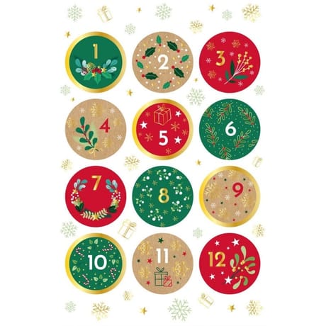 24 étiquettes calendrier de l'avent (modèle 2)