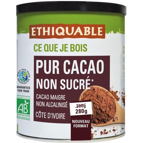 Ethiquable pur cacao non sucré bio 280g