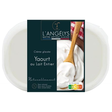 L'angelys crème glacée yaourt au lait entier bac 750ml 450g