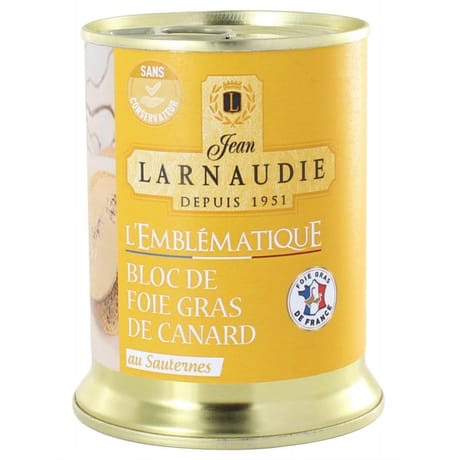 Jean larnaudie l'emblematique bloc de foie gras de canard france au sauternes boite 250g