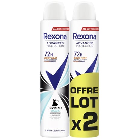 Rexona deodorant aerosol invisible aqua 2x200ml