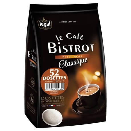 Legal dosettes type senseo bistrot classic petit noir x52 - 361g
