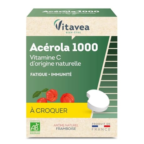 Vitavea acérola 1000 vitamine C d'origine naturelle bio 70g