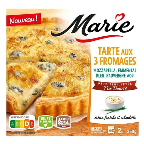 Marie tarte aux 3 fromages pâte feuilletée pur beurre 350g