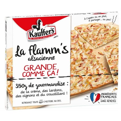 Kauffer's tarte fine ovale fromage blanc lardons crème oignons 350g