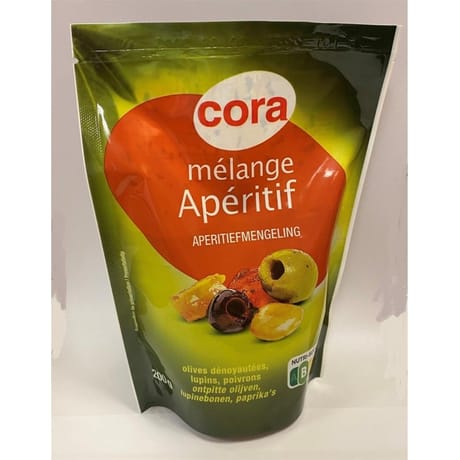 Cora mélange apéritif olives dénoyautées lupins poivrons 200g