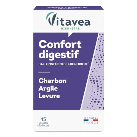 Vitavea confort digestif charbon argile levure 45 gélules 17g