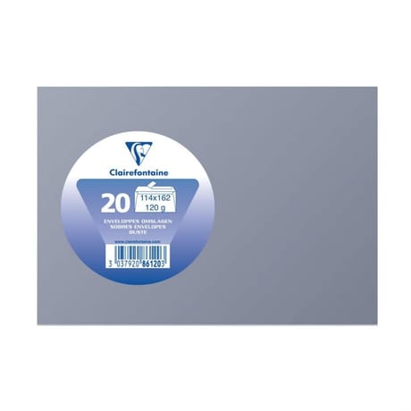 20 ENVELOPPES CLASSIQUES AUTO ADHESIVES 114X162 120G GRIS KOALA SOUS CELLOPHANE CLAIREFONTAINE