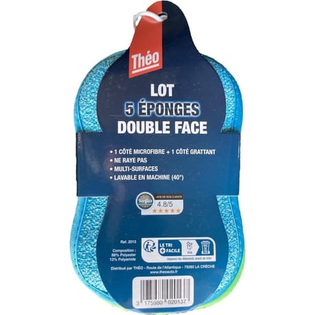 Theo lot de 5 éponges multi surface double face