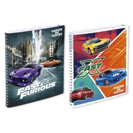 Cahier de textes reliure intégrale 170x220 148 pages seyes fast furious visuels assortis