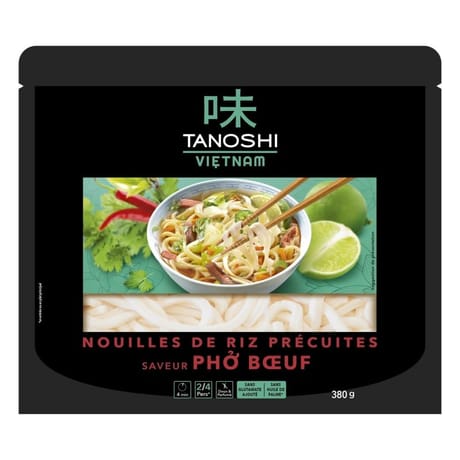 Tanoshi nouilles riz precuit pho boeuf 380G