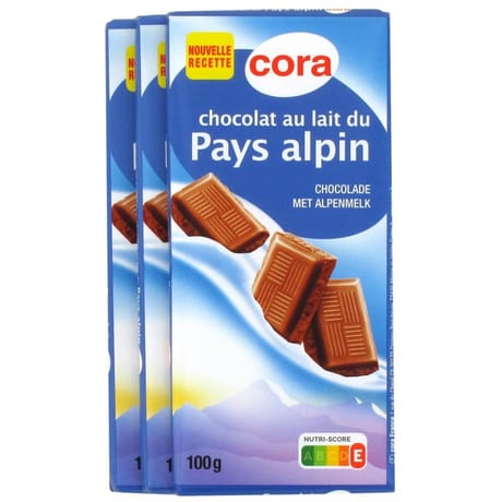 Cora chocolat au lait du pays alpin 3x100g
