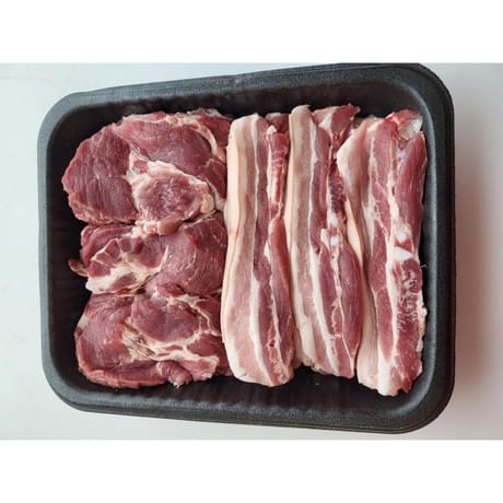 Colis de porc : échine s/os + poitrine en tranche