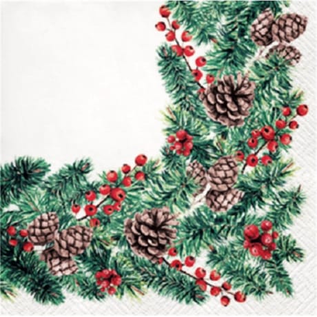 20 serviettes 33x33cm guirlande vegetale