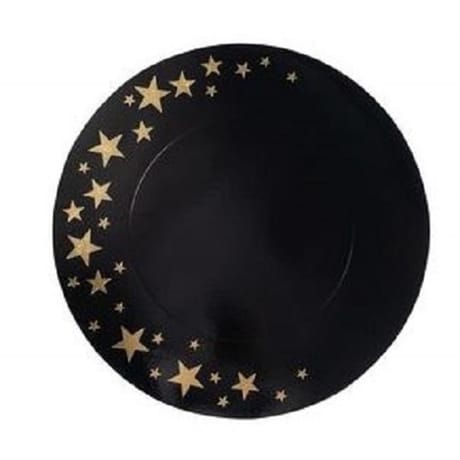 4 sous assiettes 34cm noir imprimé voire lactee or