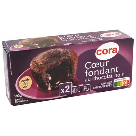 Cora 2 coeurs fondants au chocolat noir 190g