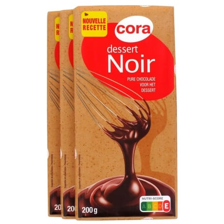 Cora chocolat noir dessert 52% 3 X 200g