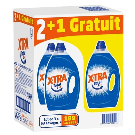 Xtra total 3x2.835l 2+1 gratuit 189 lavages