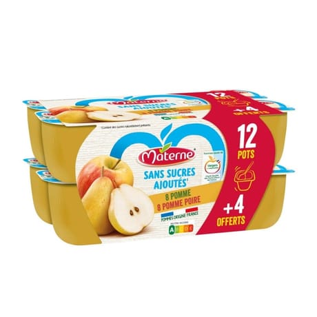 Materne compotes fruits sans sucres ajoutés 16x100g-1600g