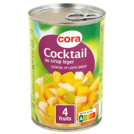 Cora cocktail au sirop léger 4 fruits 1/2-412g