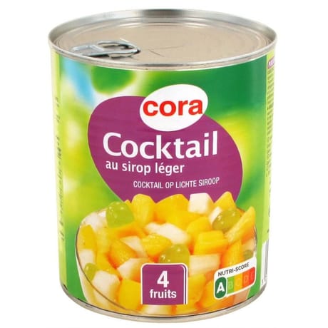 Cora cocktail 4 fruits sirop léger 4/4 825g