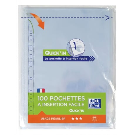 100 pochette perf oxford quick in sach a4 pp50lis inc fr