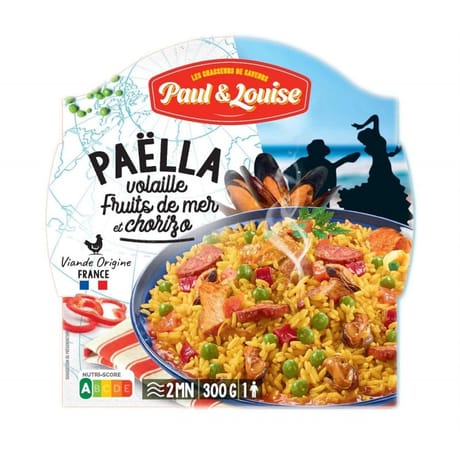 Paul & louise paëlla poulet fruits de mer barquette mono-compartiment 300g