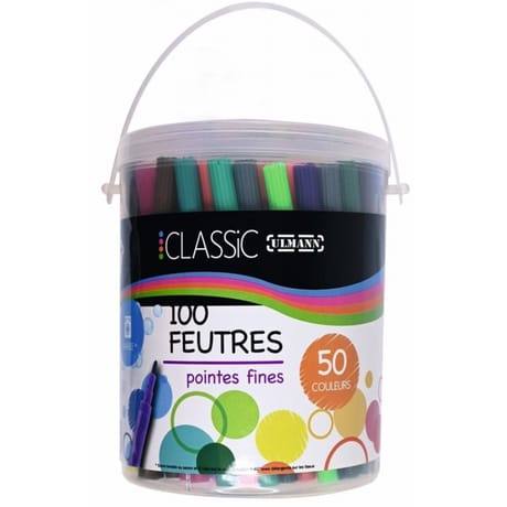 Boîte de 100 feutres 25 couleurs assortis