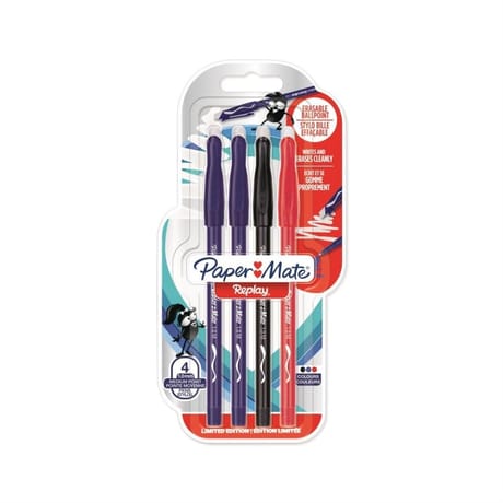 Papermate stylo bille replay assortis pointe moyenne x4