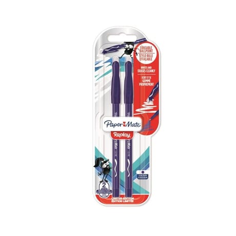 Papermate stylo bille replay bleu effaçable 40 ans x2