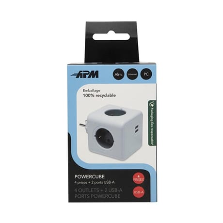 Apm Multiprise cube 4 prises +2 ports usb-a 551009
