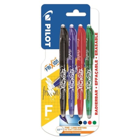Pilot Roller frixion ball fin effacable noir bleu rouge vert
