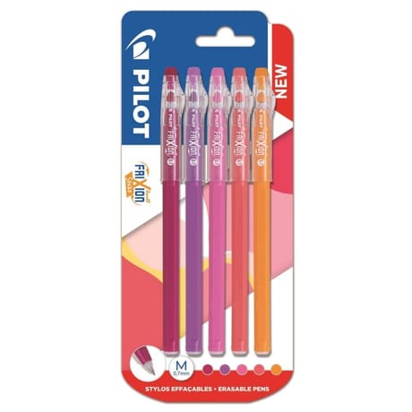 Pilot Frixion ball stick x5 framboise, mauve, rose, corail, orange