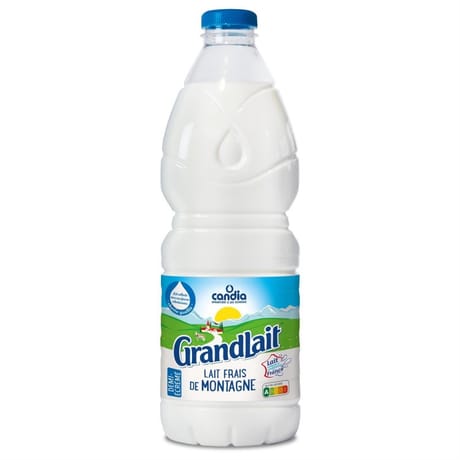 Grandlait lait frais de montagne 1/2 écrémé bouteille 2l