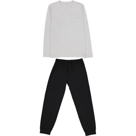 Pyjama long basic homme GRIS CHINE M