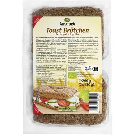 Alnatura petits pains à griller bio 260g