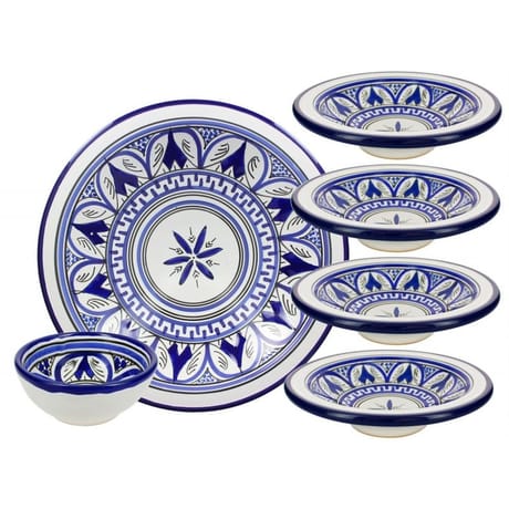 Service à couscous 6 pièces bleu marocain