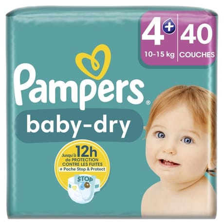 Pampers baby-dry couches taille 4+10 à 15kg  x40