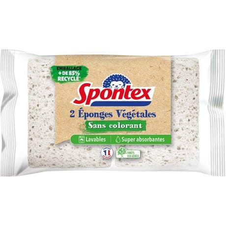 Spontex 2 éponges vegetale sans colorant