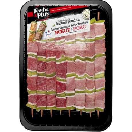 Assortiment Brochettes Extra-tendre 4 boeuf/4 porc 640g tendre & plus