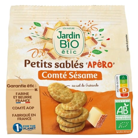 Jardin bio étic petits sablés apéro comté sésame bio 100g
