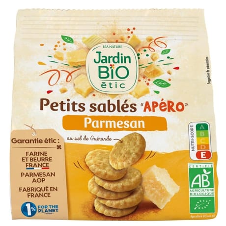 Jardin bio étic petits sablés apéro parmesan bio 100g