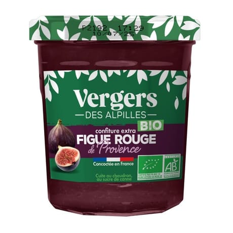 Vergers des alpilles bio confiture figue rouge de Provence bio 370g