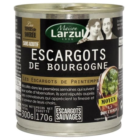 Larzul escargots de bourgogne moyens 4,5 douzaines boîte 1/3 170g