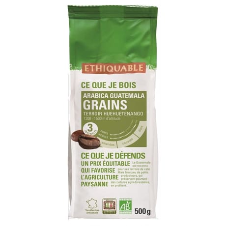 Ethiquable café arabica guatemala grains bio 500g