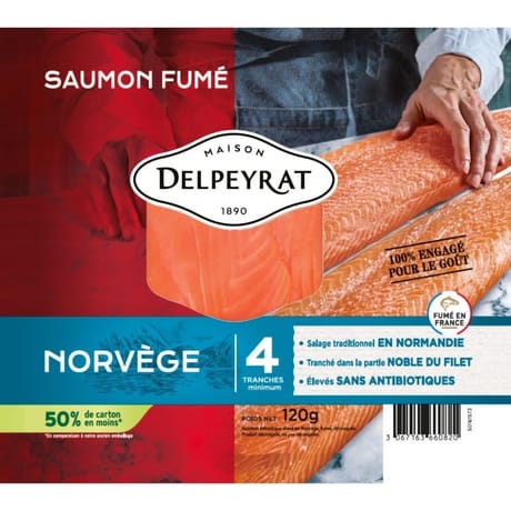 Delpeyrat le saumon fumé origine Norvège 4 tranches minimum 120g