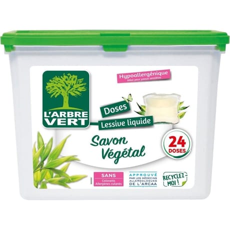 L'arbre vert  lessive doses savon végétal -hypoallergénique-24 doses 0.58kg