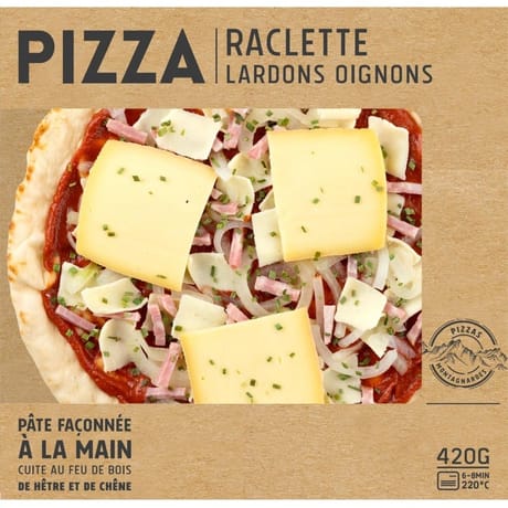 Pizza raclette lardons oignons 420g